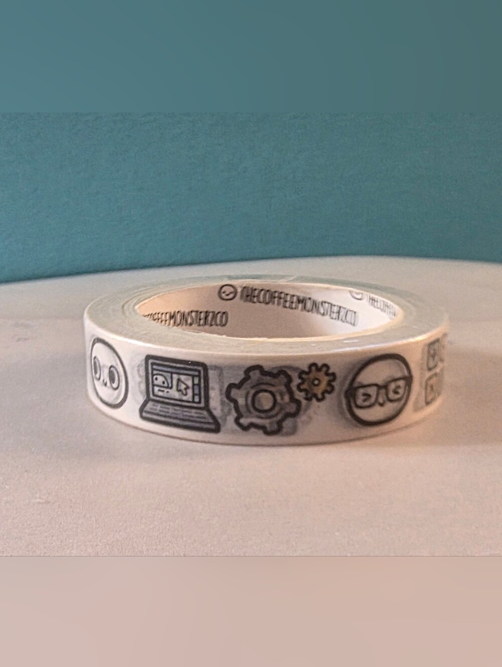 The Coffee Monster Co. Decorative Icon Washi Tape - White with Black Icons